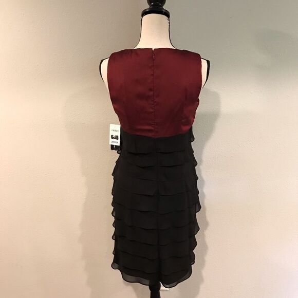 Black and burgundy midi sleeveless layered dress - Picture 9 of 13